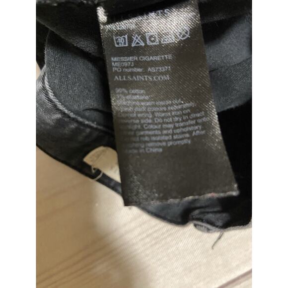 All Saints Jeans Men 34x31.5 Messier Cigarette Skinny Black Denim Button Fly - Picture 4 of 12